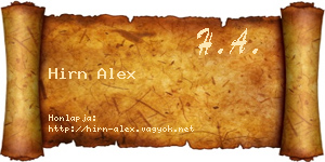 Hirn Alex névjegykártya